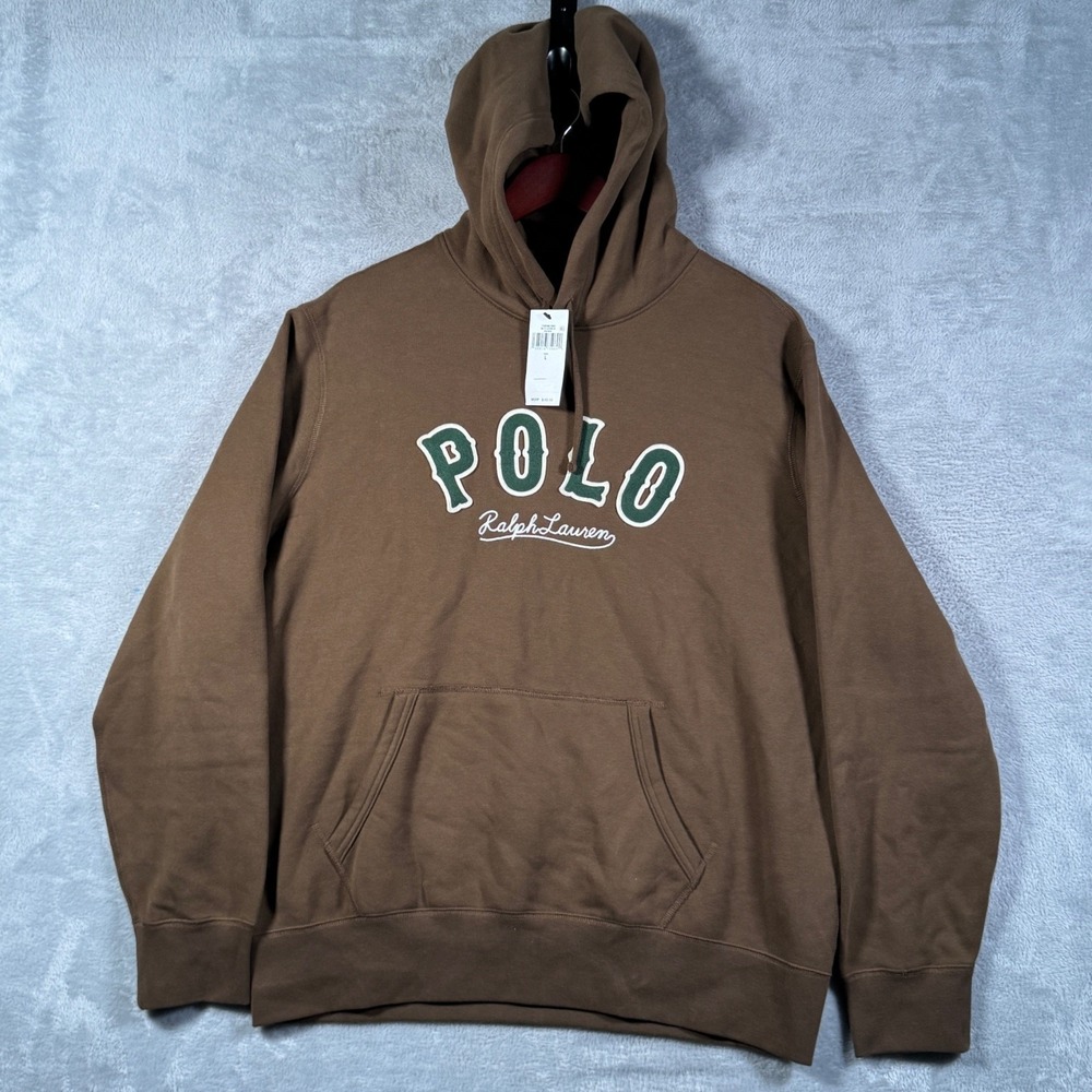 Polo Ralph Lauren Hoodie Mens L Brown Western Spell Out Pullover $165